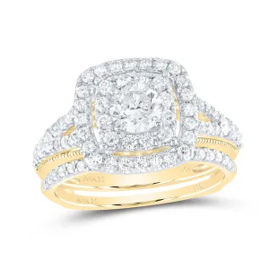 1 1/2CT-DIA ANA M 1/2CT-CRD BRIDAL SETS 2HALO
