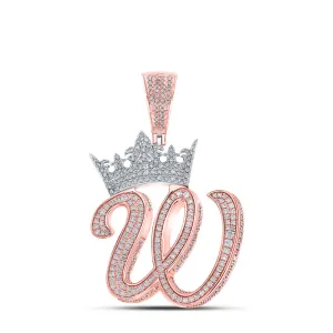 1 3/4CTW-DIA ANA M CROWN INITIAL "W" MENS PENDANT