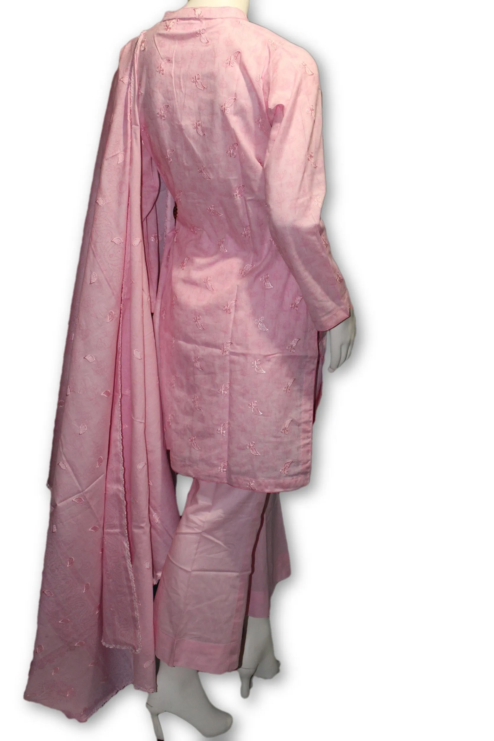 10 Pakistani Indian Fine Design Chicken Embroidered 3 Pcs Suit