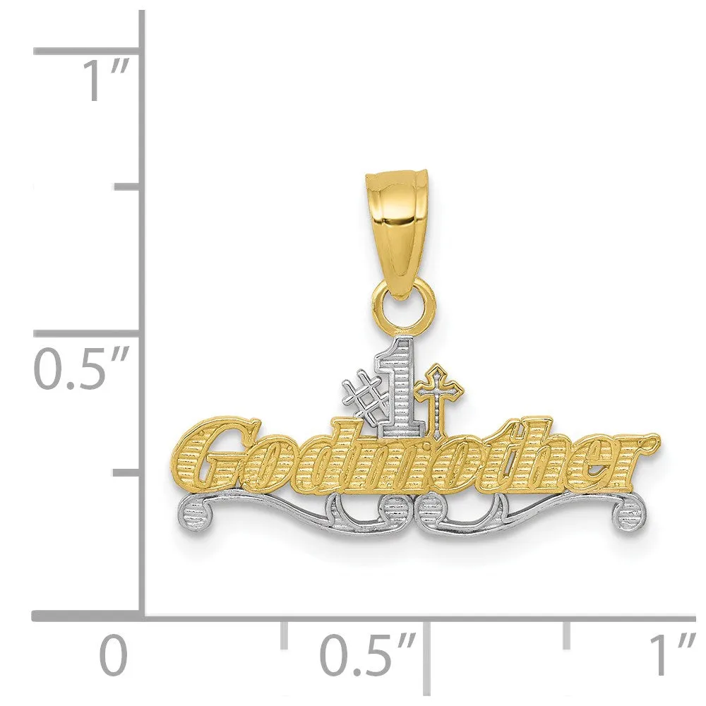 10K w/Rhodium #1 GODMOTHER Charm