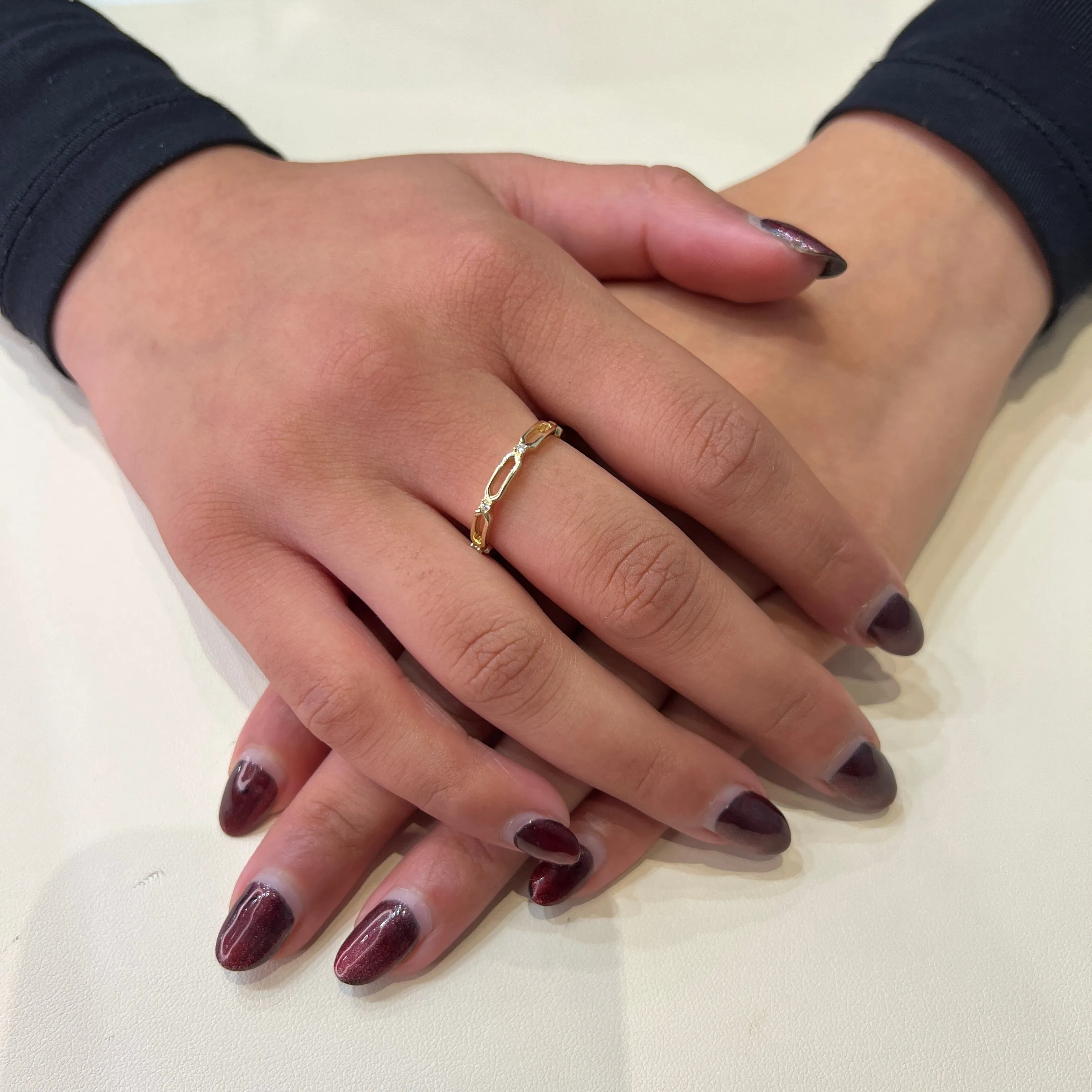 10K Yellow Gold (0.05ct) Diamond Paperclip Ring