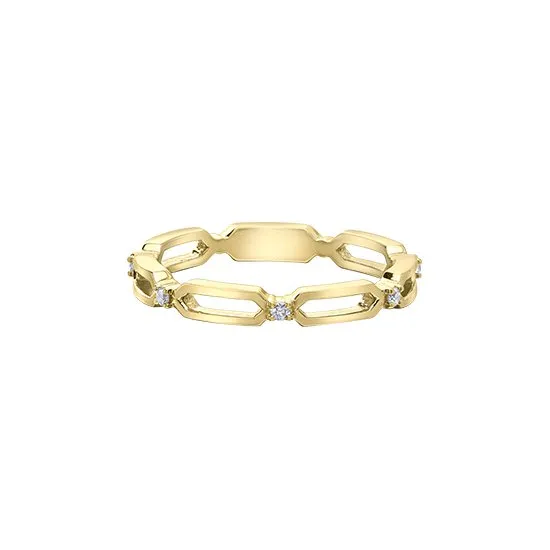 10K Yellow Gold (0.05ct) Diamond Paperclip Ring