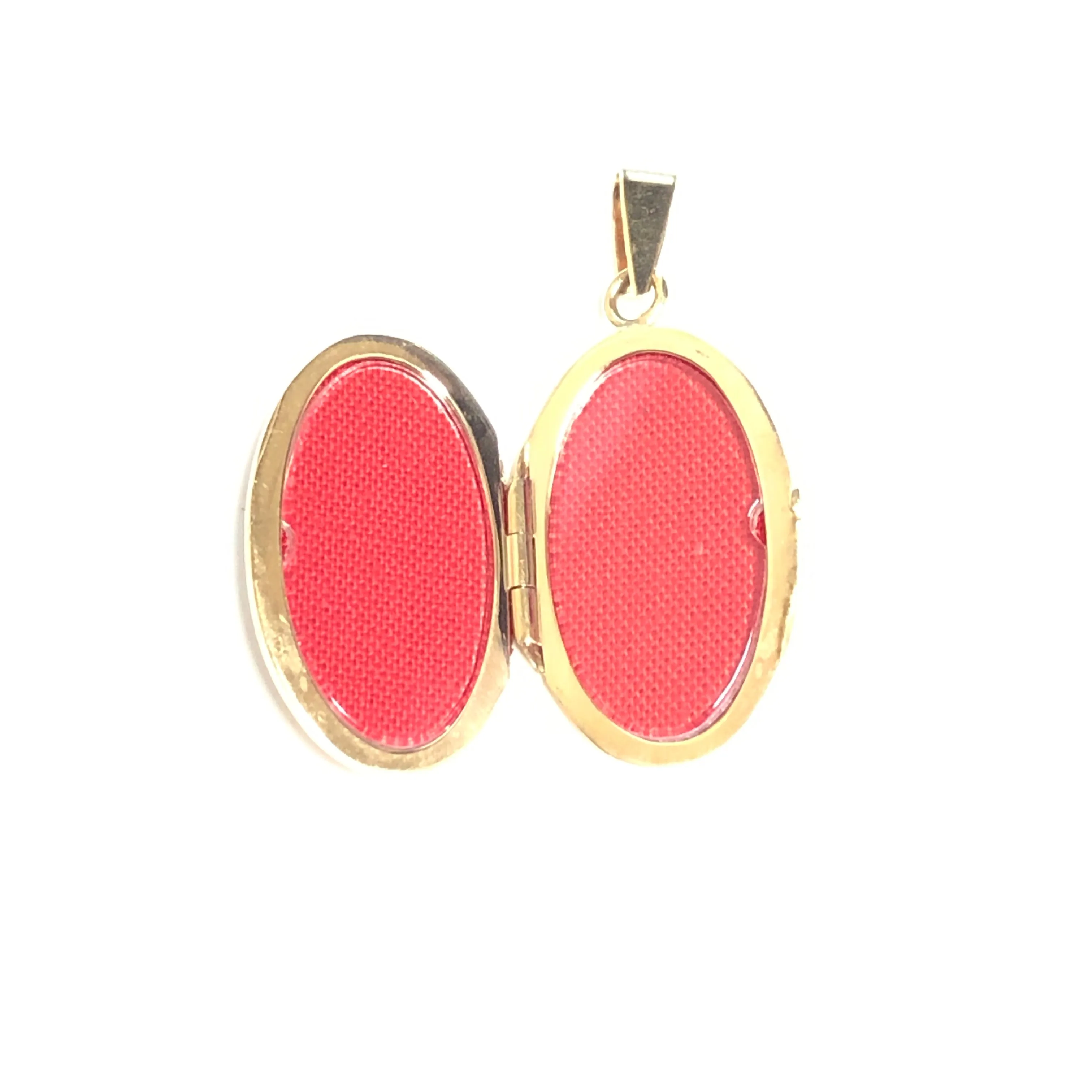 10K Yellow Gold Oval Hand Carved Locket