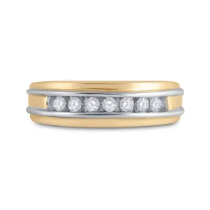 10kt Two-tone Gold Mens Round Diamond Band Ring 1/4 Cttw