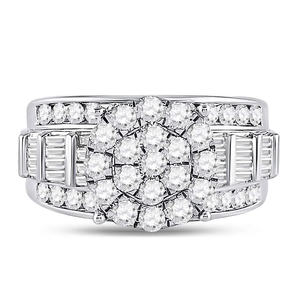 10kt White Gold Round Diamond Cluster Bridal Wedding Engagement Ring 2 Cttw