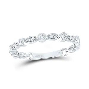 10kt White Gold Womens Round Diamond Classic Stackable Band Ring 1/6 Cttw