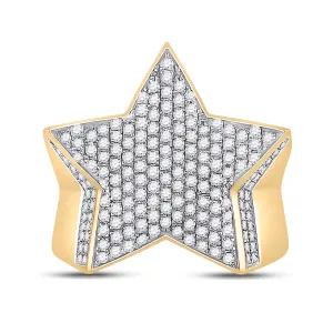 10kt Yellow Gold Mens Round Diamond Statement Star Ring 1-1/2 Cttw