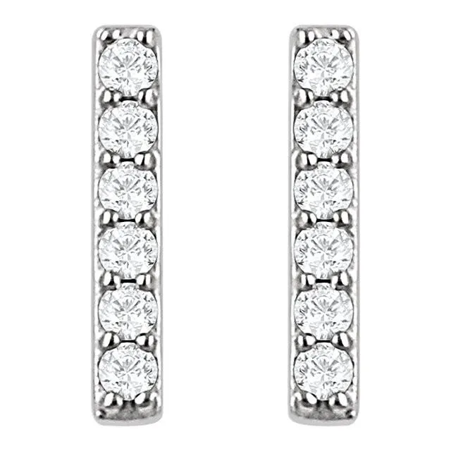 1/10 CTW Diamond Vertical Bar Earrings - Platinum