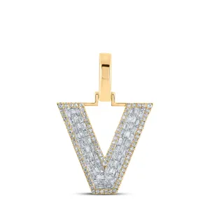 1/2CTW-DIA CN INITIAL "V" MENS PENDANT