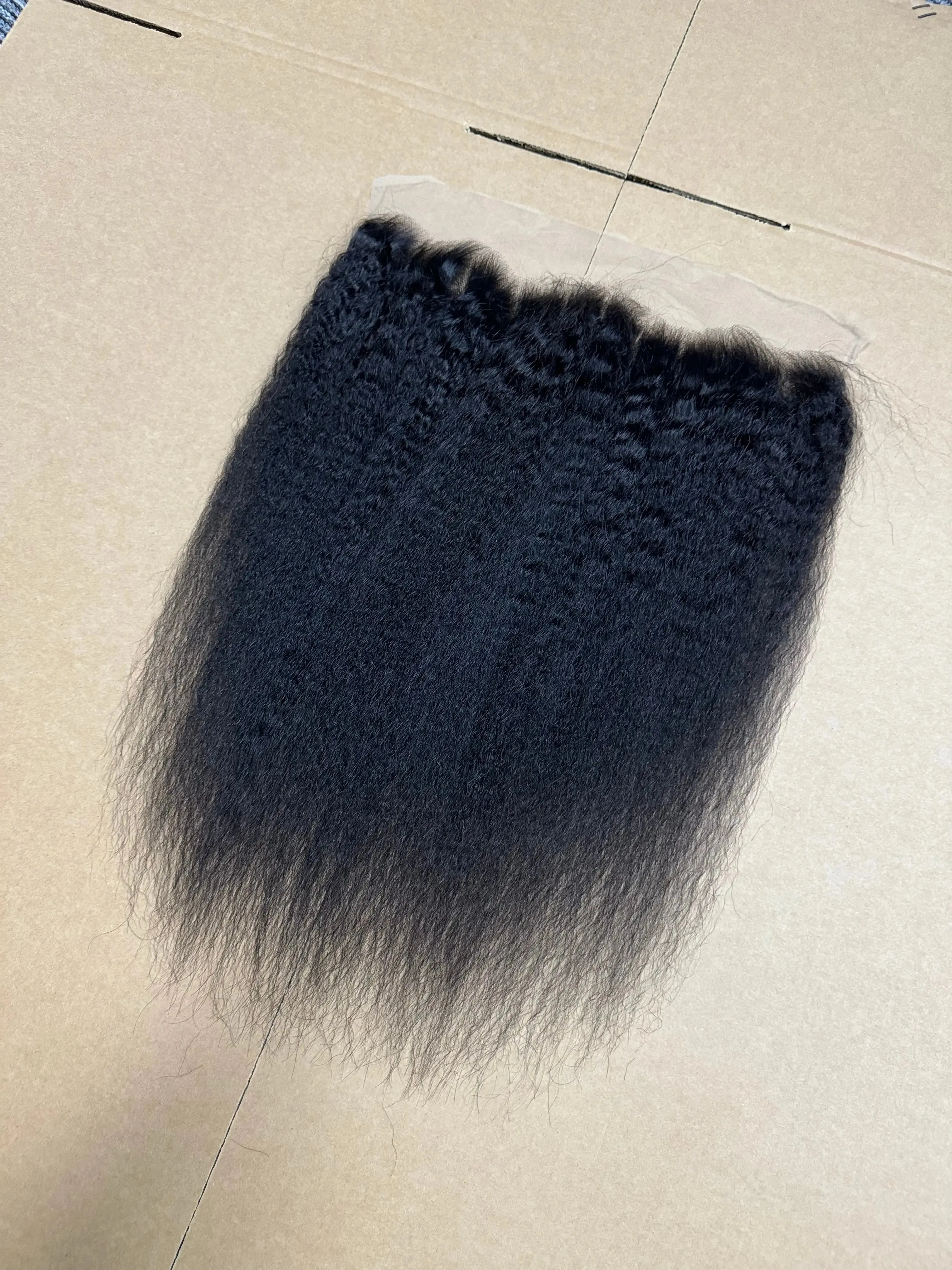 13x4 Lace Frontal Kinky Straight Transparent Lace Natural Color 1B Unprocessed Virgin Human Hair