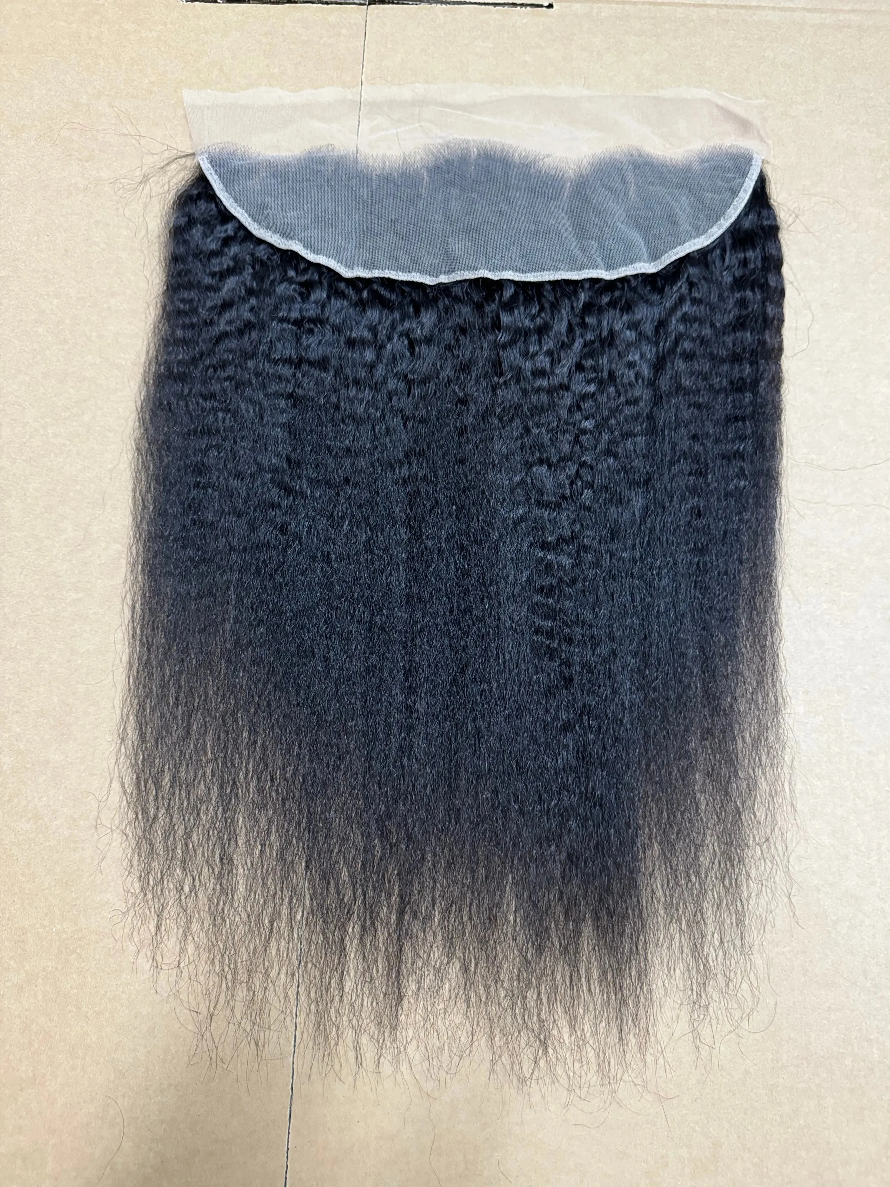 13x4 Lace Frontal Kinky Straight Transparent Lace Natural Color 1B Unprocessed Virgin Human Hair