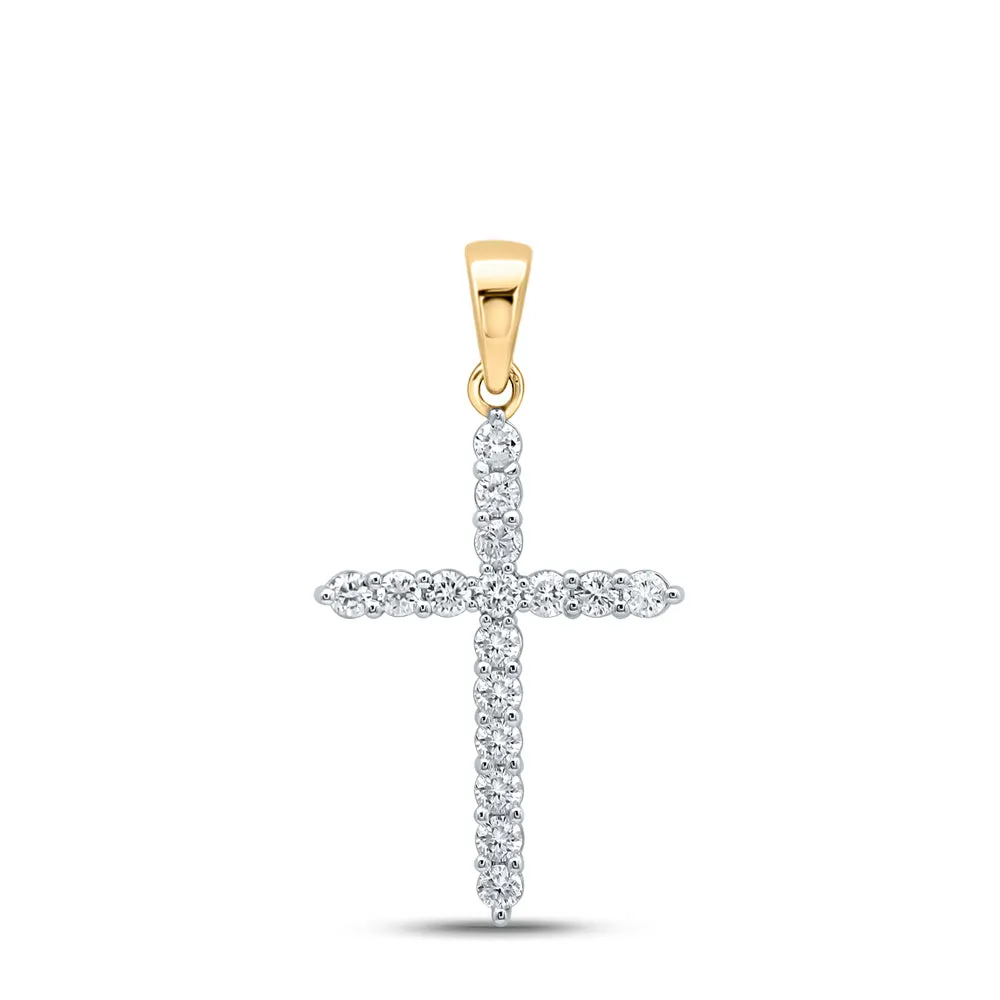 1/4CTW-DIA NK CROSS PENDANT