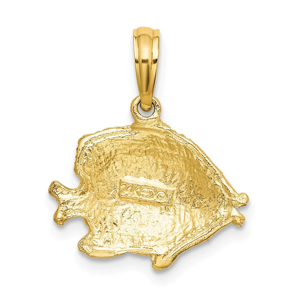 14K Polished /Textured Fish Charm