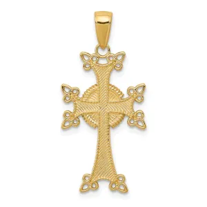 14K Polished/Textured Armenian Cross Pendant