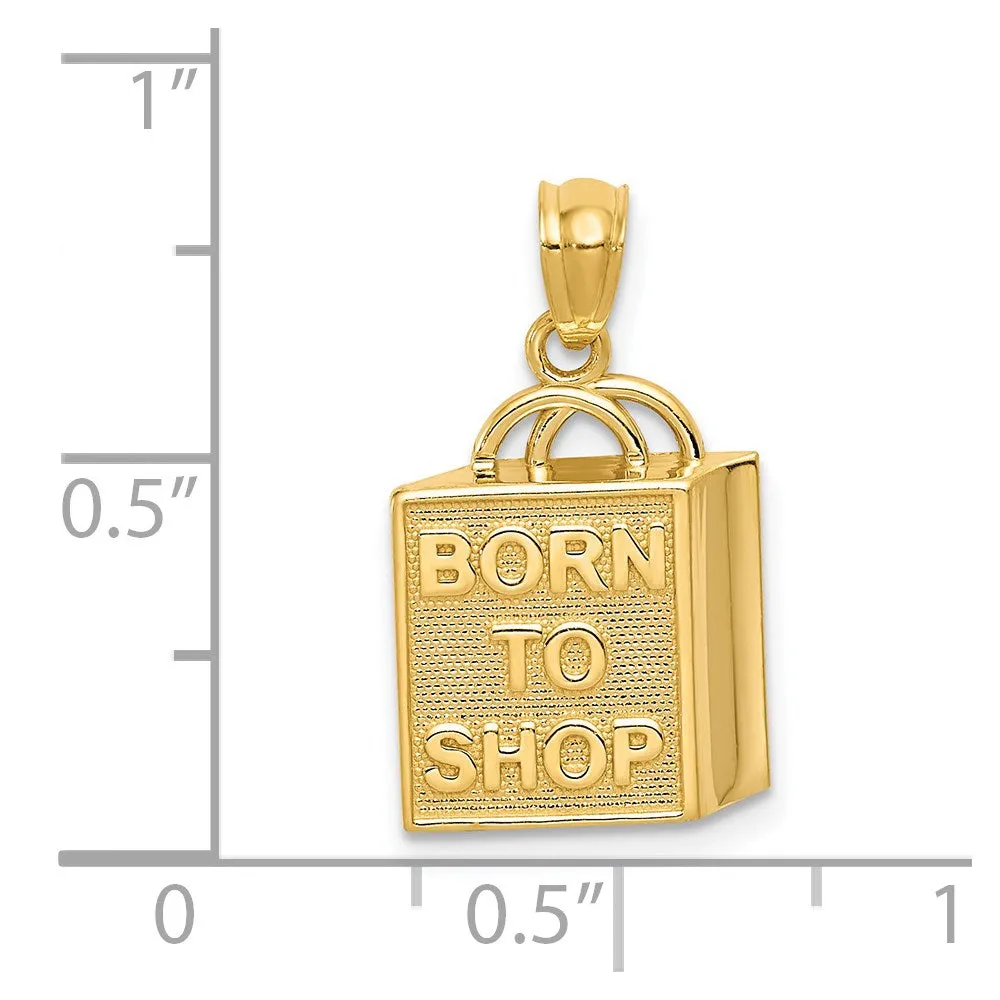 14K Shopping Bag w/BORN TO SHOP Pendant
