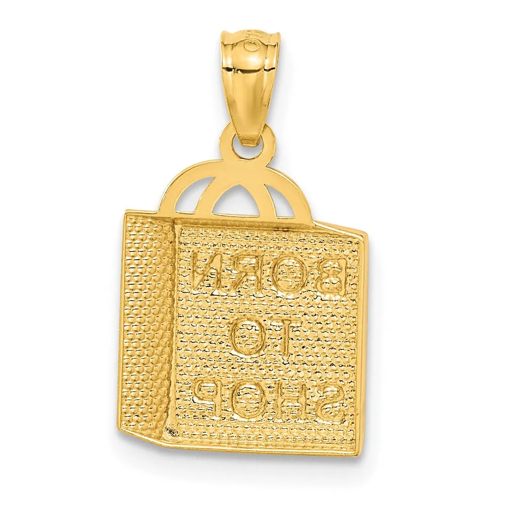 14K Shopping Bag w/BORN TO SHOP Pendant