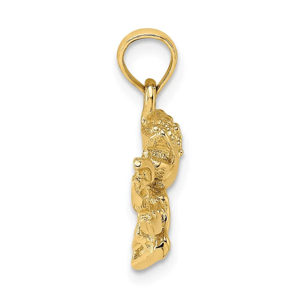 14K Textured Crawfish Charm