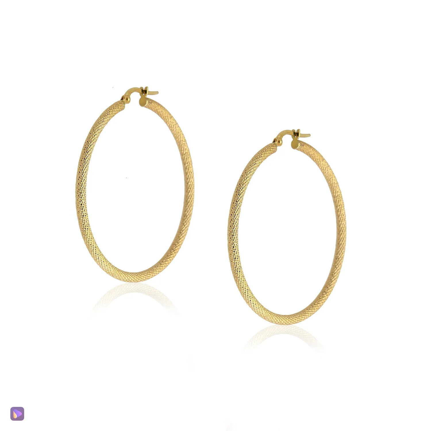 14k Textured Hoops
