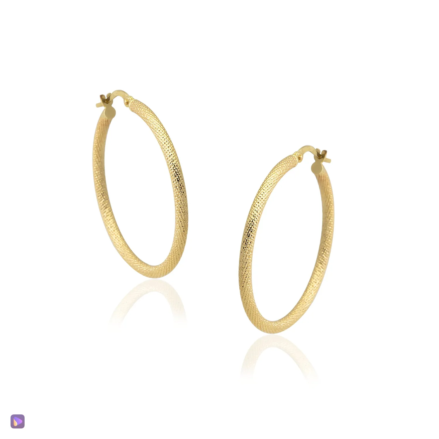 14k Textured Hoops