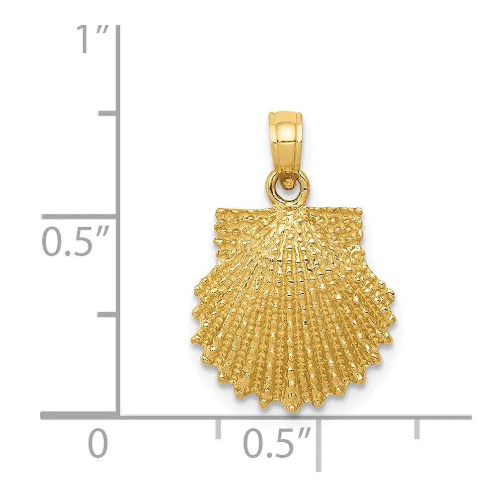 14k Textured Scallop Shell Pendant