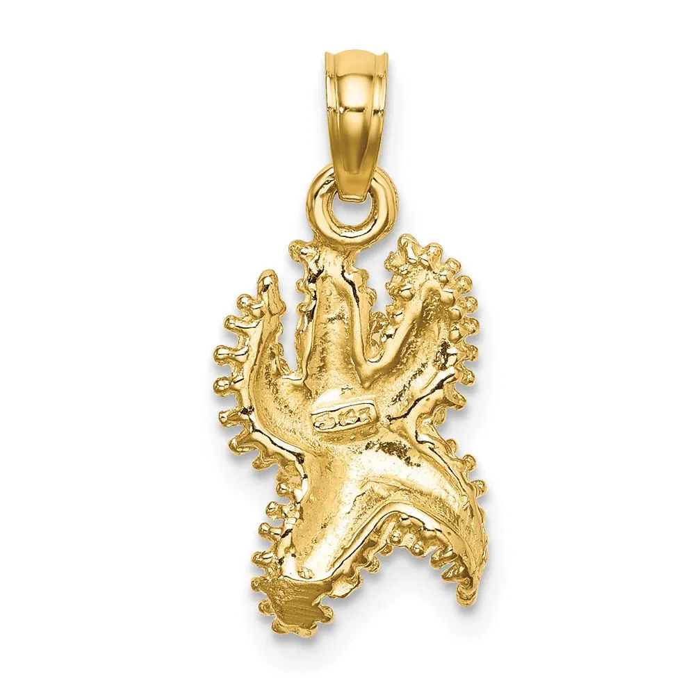 14K Textured Starfish Charm