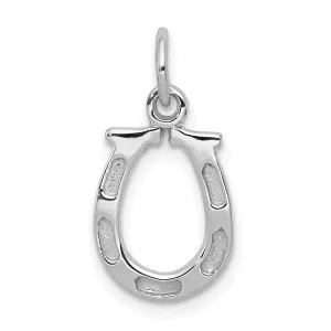 14k White Gold Solid Polished Textured Finish Flat Back Horseshoe Charm Pendant