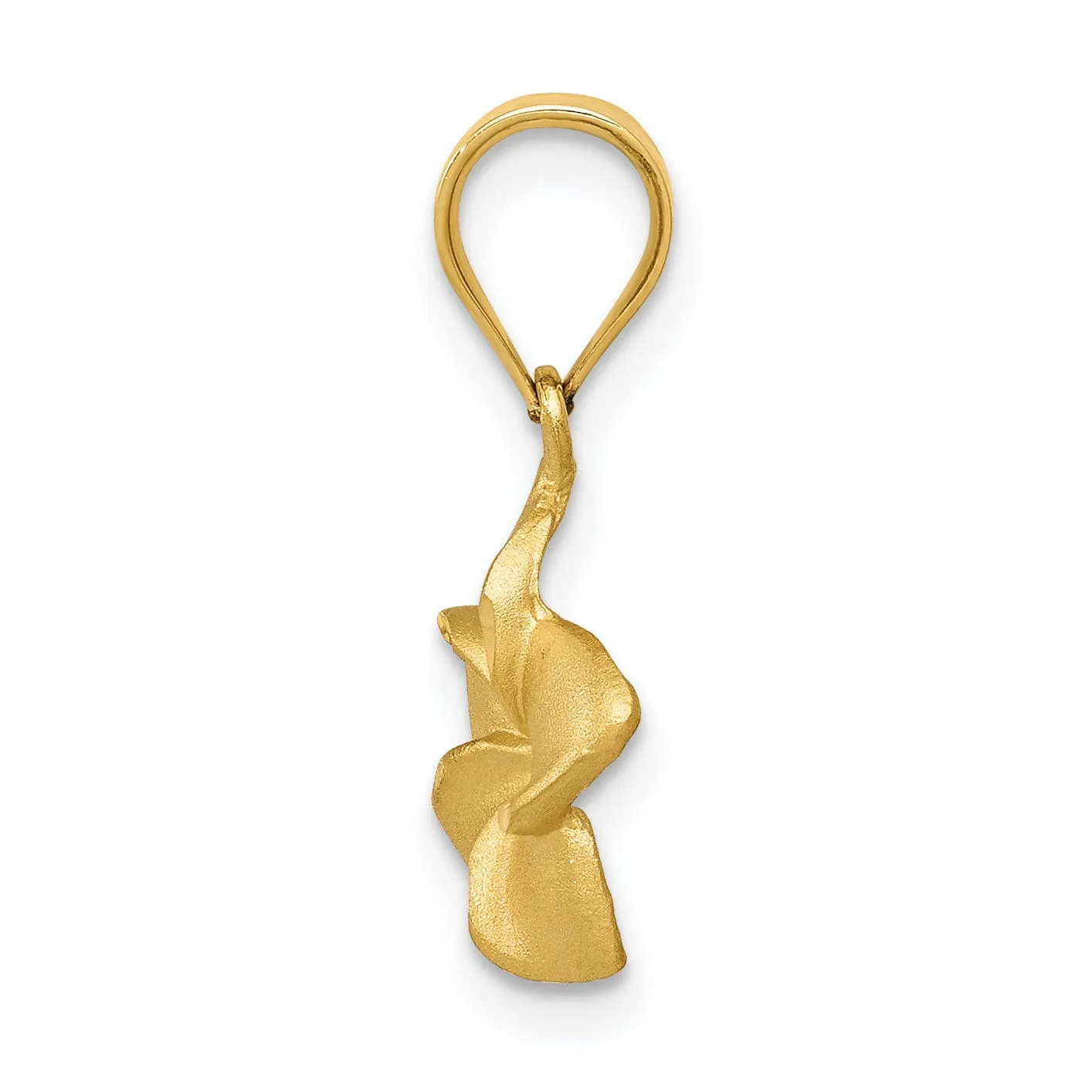 14k Yellow Gold Casted Solid Textured Back Polished and Textured Finish Plumeria Floral  Charm Pendant