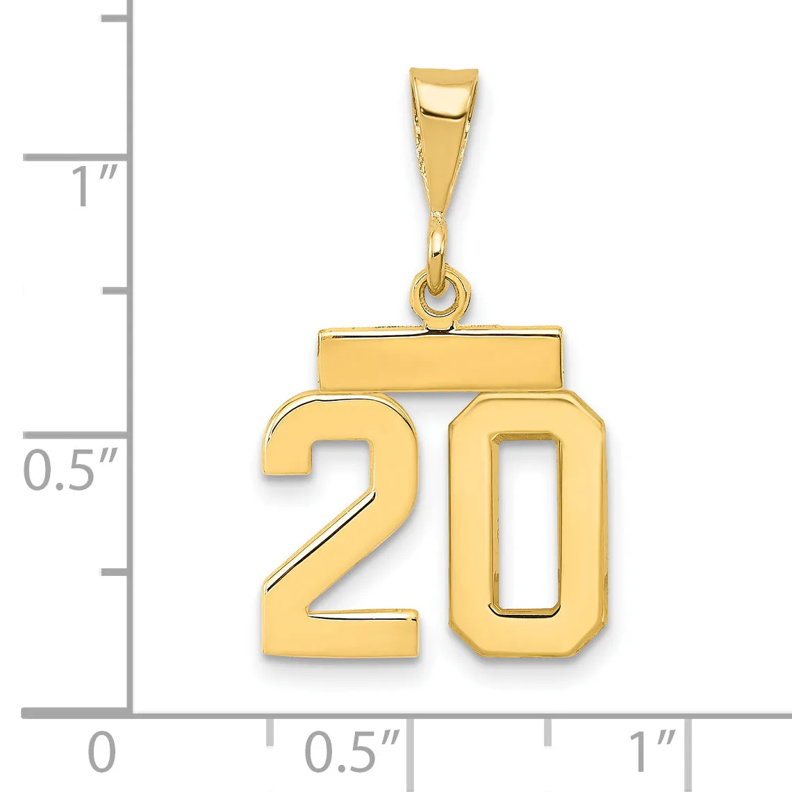 14k yellow gold polished small number 20 charm