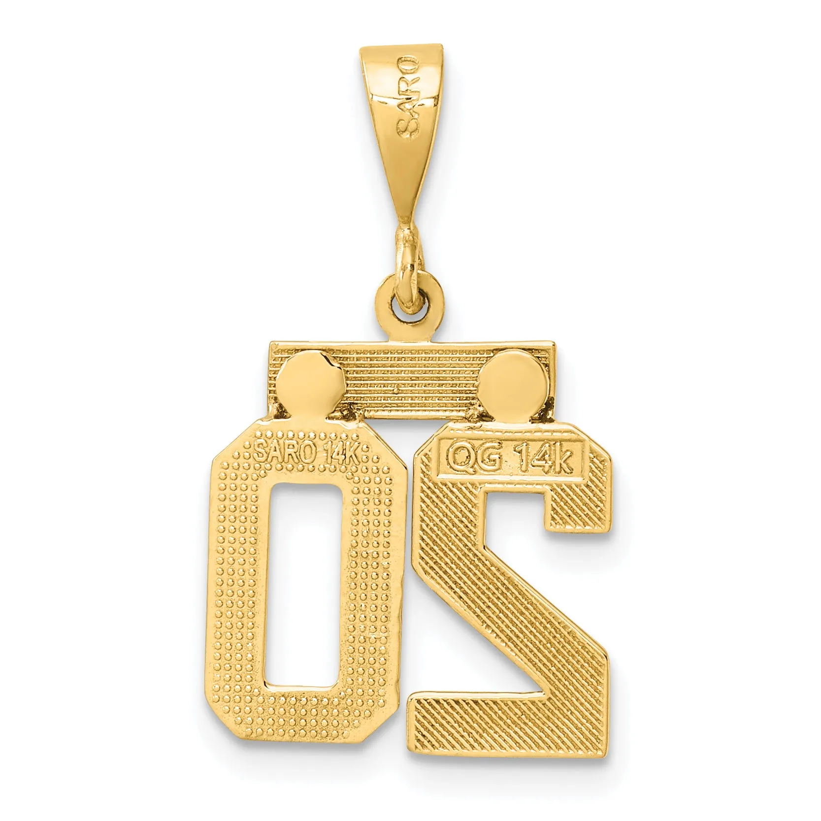 14k yellow gold polished small number 20 charm