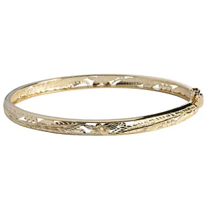 14K Yellow Gold See Through Maile Leaf Bangle 5mm