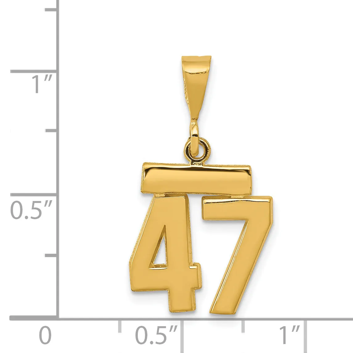14k yellow gold small polished number 47 charm