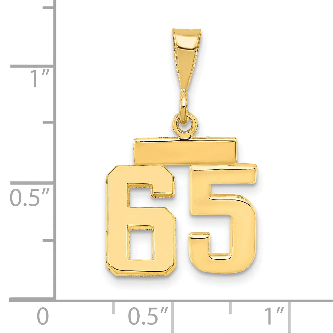 14k yellow gold small polished number 65 charm