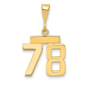14k yellow gold small polished number 78 charm