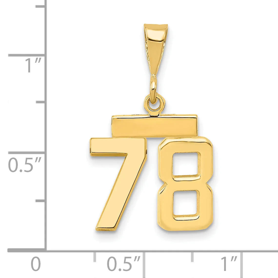 14k yellow gold small polished number 78 charm