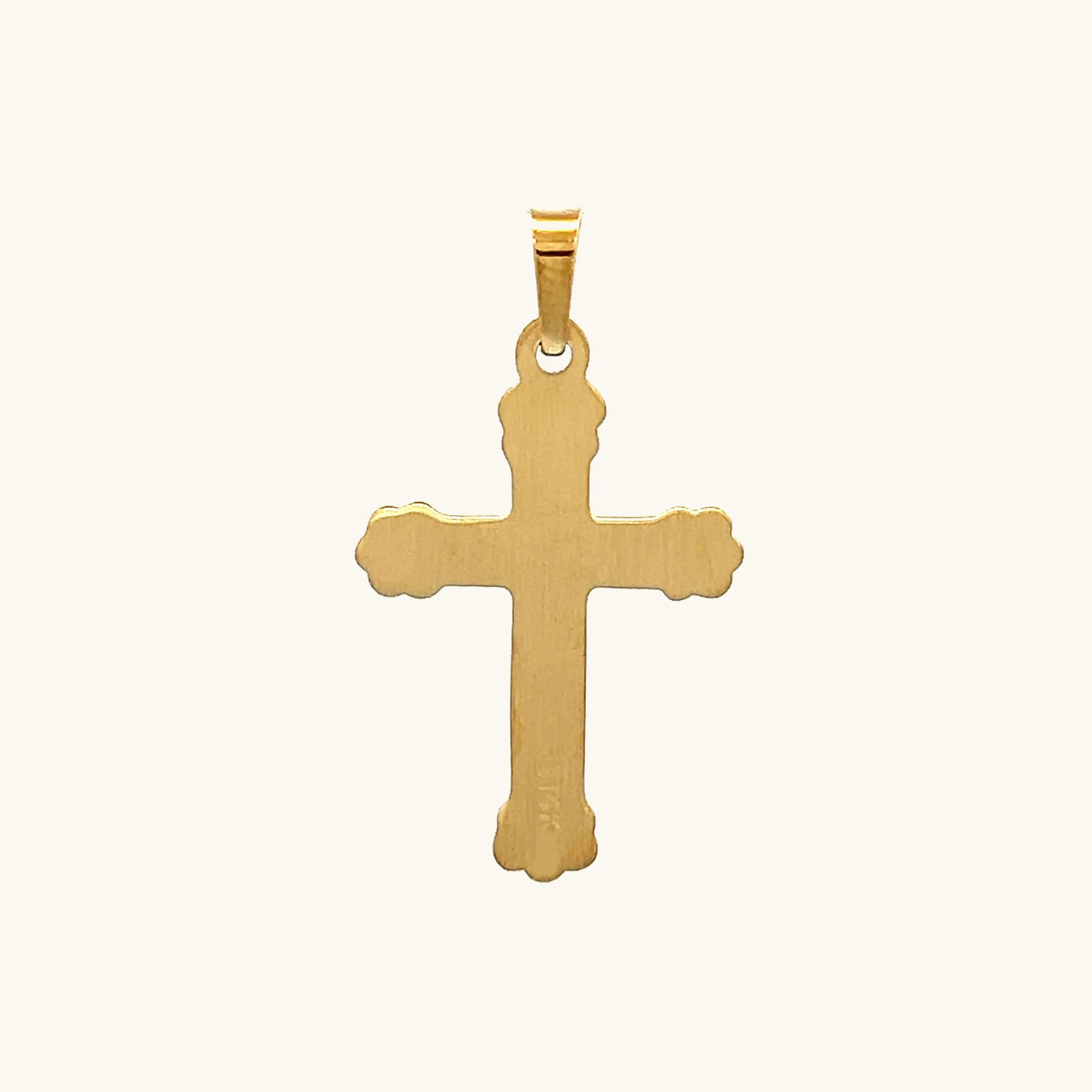 14K YELLOW GOLD TEXTURED DESIGN SMALL CROSS PENDANT