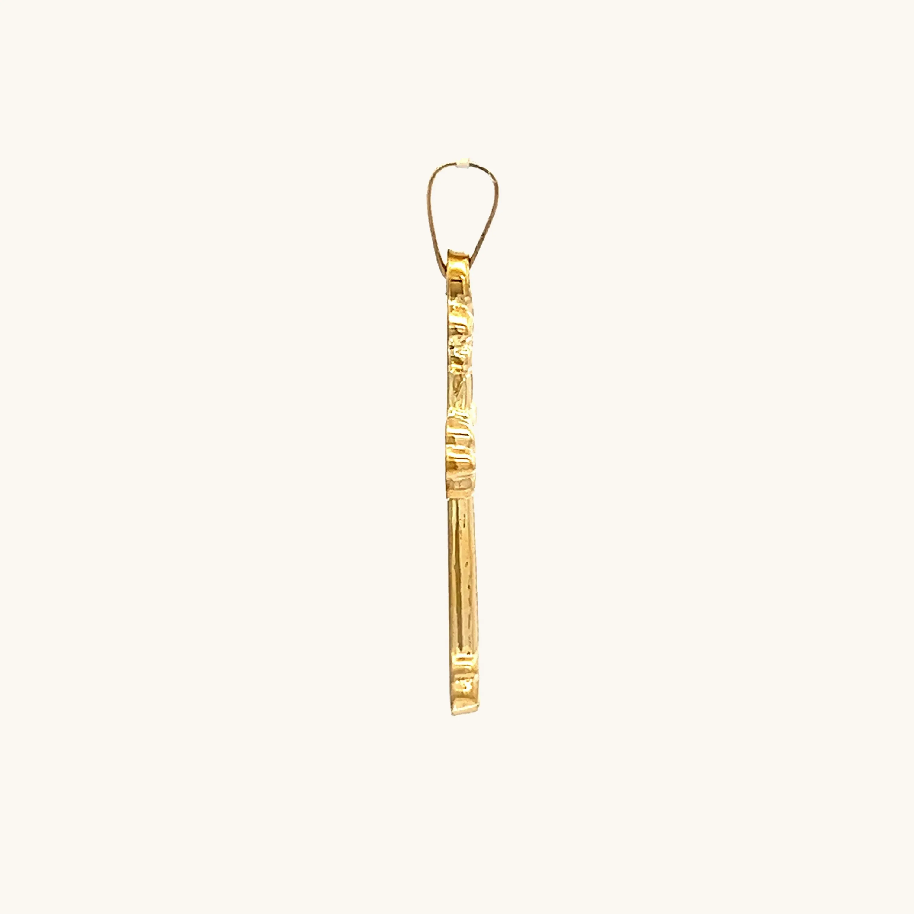14K YELLOW GOLD TEXTURED DESIGN SMALL CROSS PENDANT