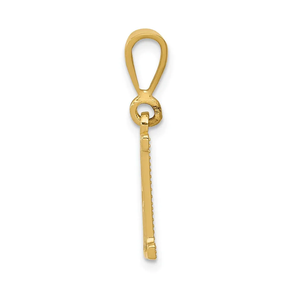 14k Yellow Gold Textured Initial H Charm