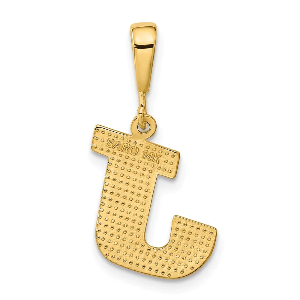 14k Yellow Gold Textured Initial J Charm