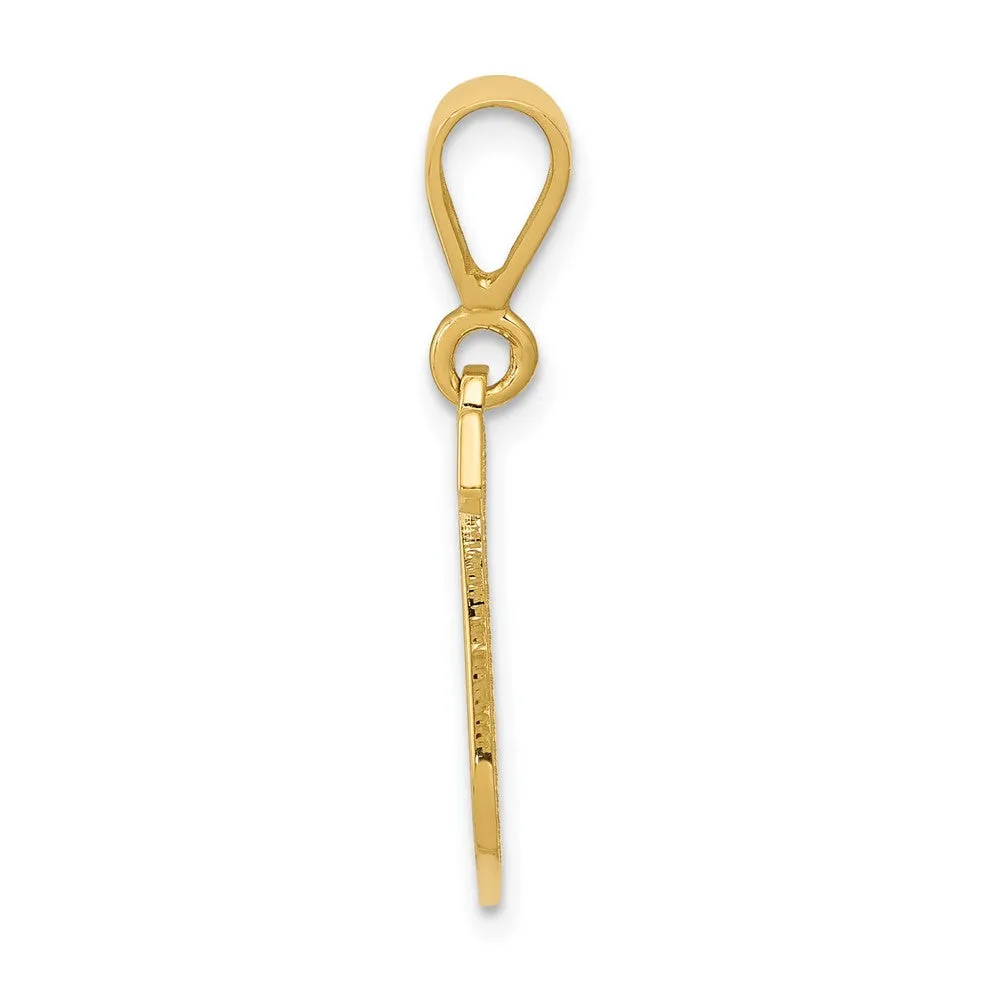 14k Yellow Gold Textured Initial J Charm