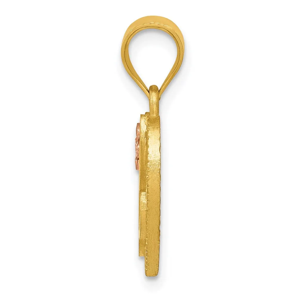 14k Yellow Gold Two-Tone Heart Letter L Initial Pendant