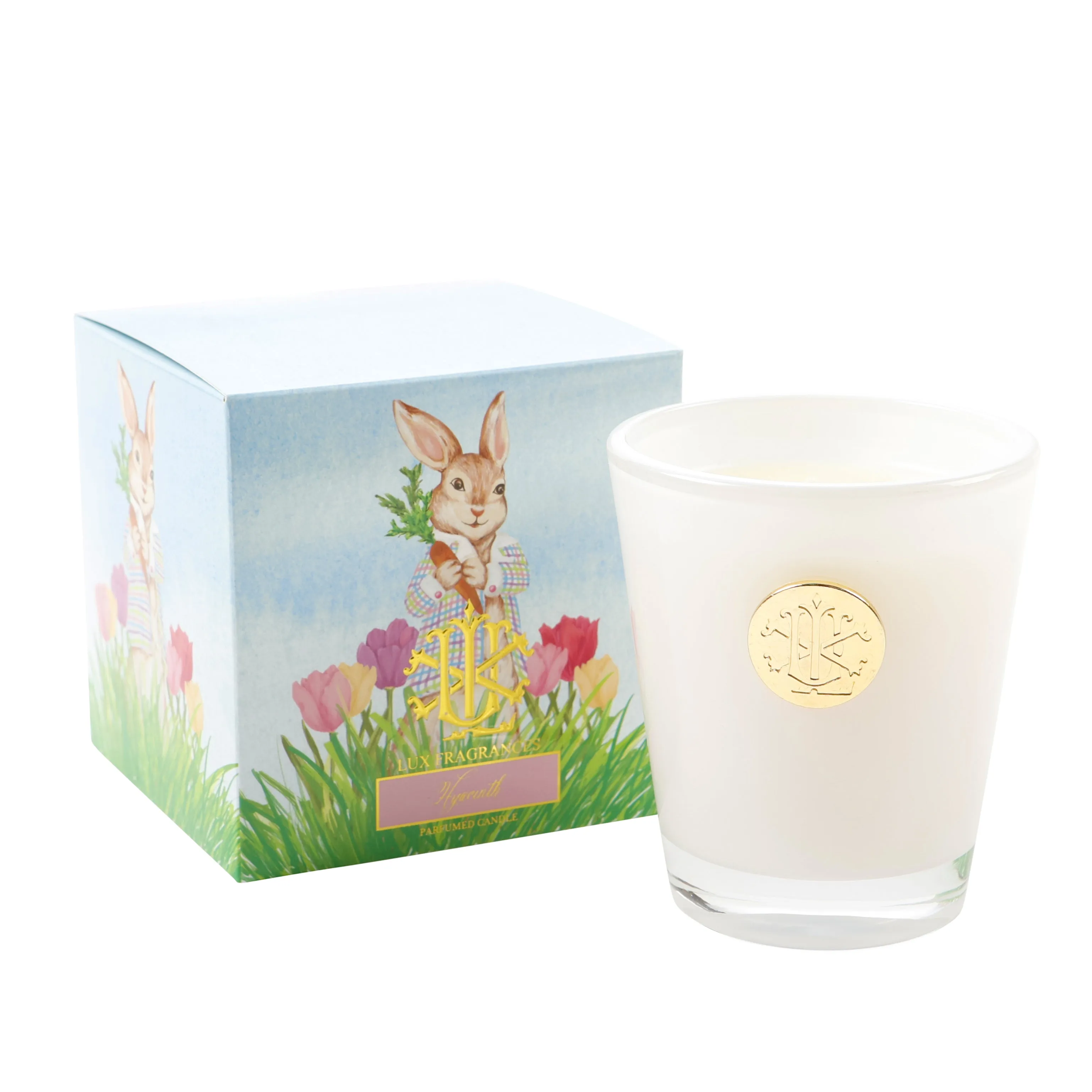 $15.00 min 6 - HYACINTH 8OZ DESIGNER BOXED CANDLE