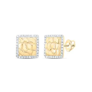 1/6CTW-DIA CN NUGGETS SQUARE EARRING