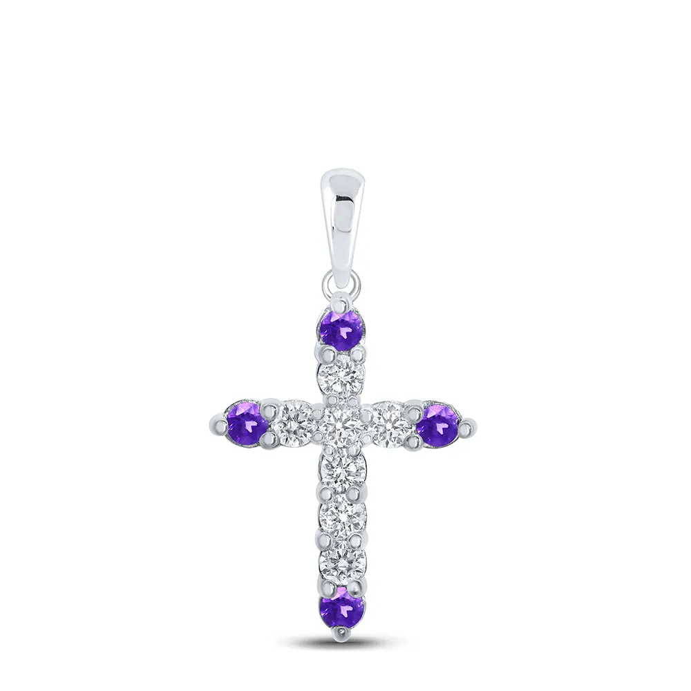 1/6CTW-DIA NK 1/12CT-AME LAB CREATED CROSS PENDANT