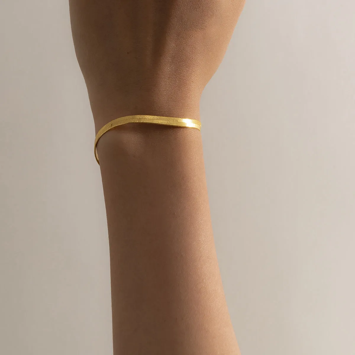 18K Gold-Plated Herringbone Chain Bracelet