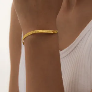 18K Gold-Plated Herringbone Chain Bracelet