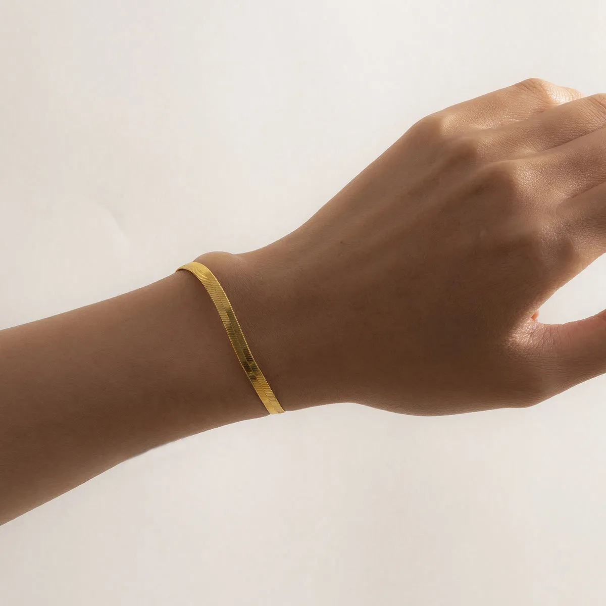 18K Gold-Plated Herringbone Chain Bracelet