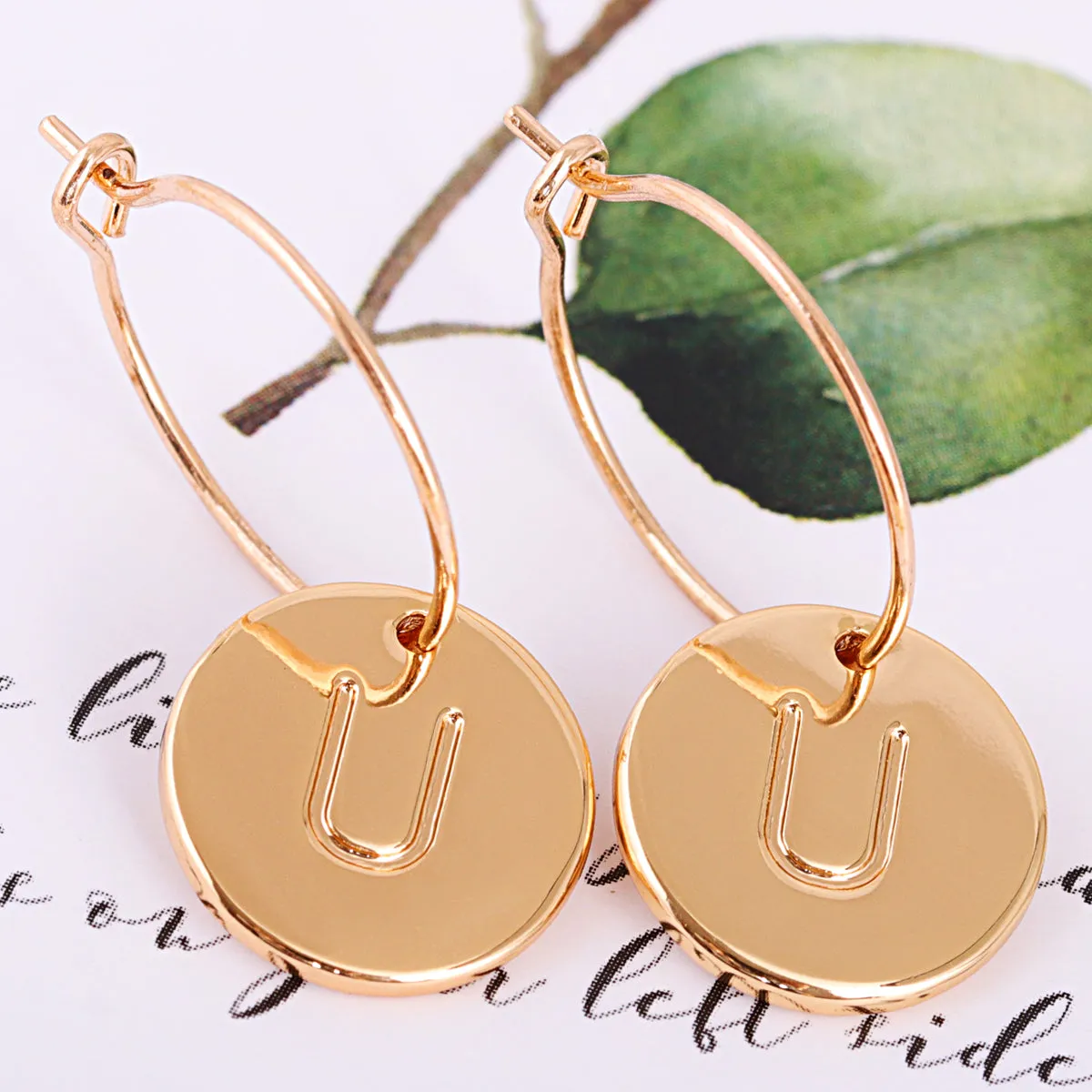 18K Gold-Plated Letter U Cut Drop Earrings