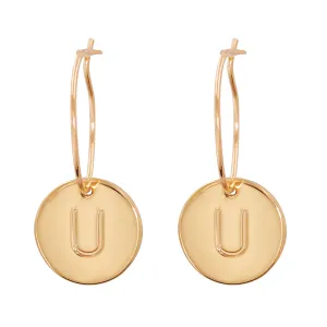 18K Gold-Plated Letter U Cut Drop Earrings