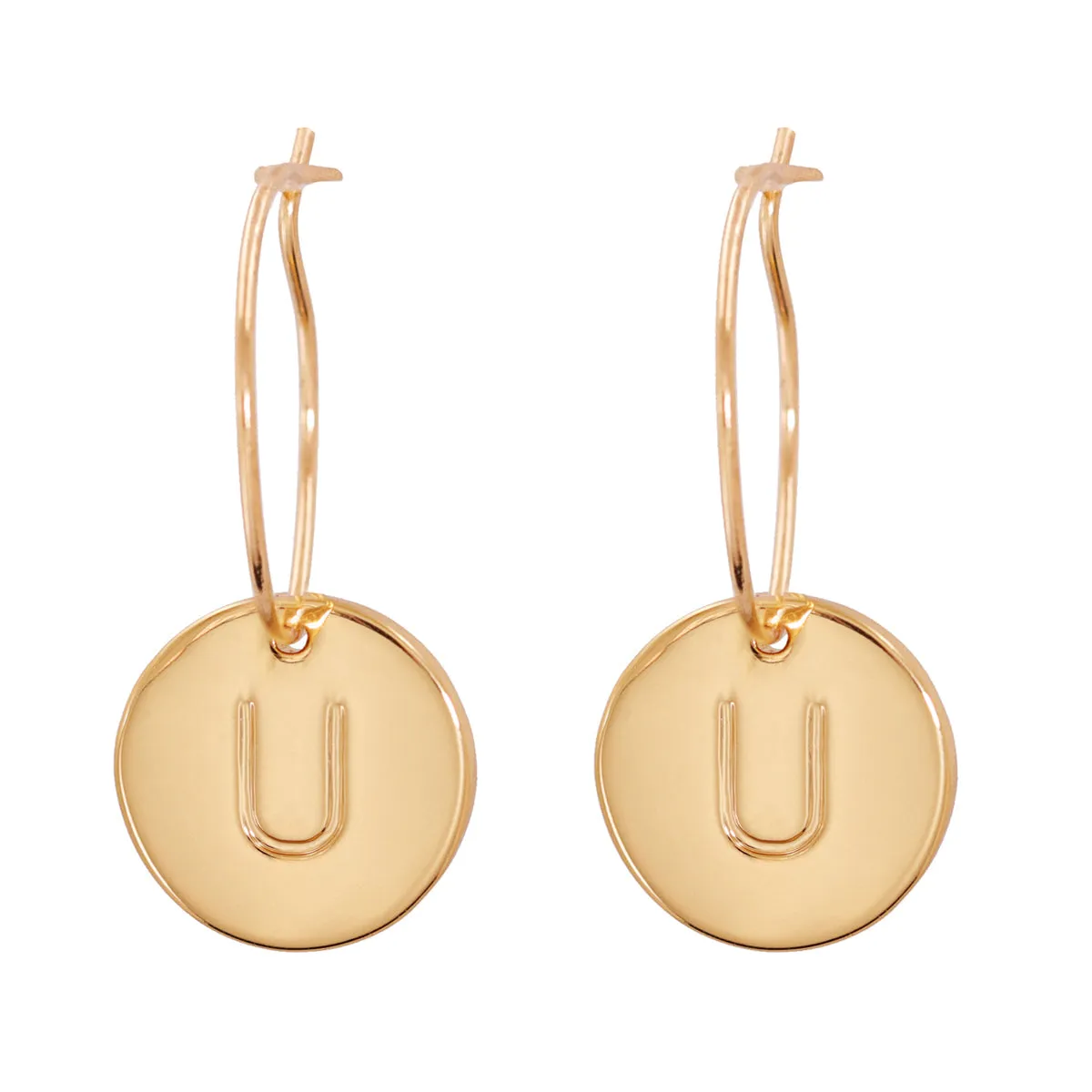 18K Gold-Plated Letter U Cut Drop Earrings