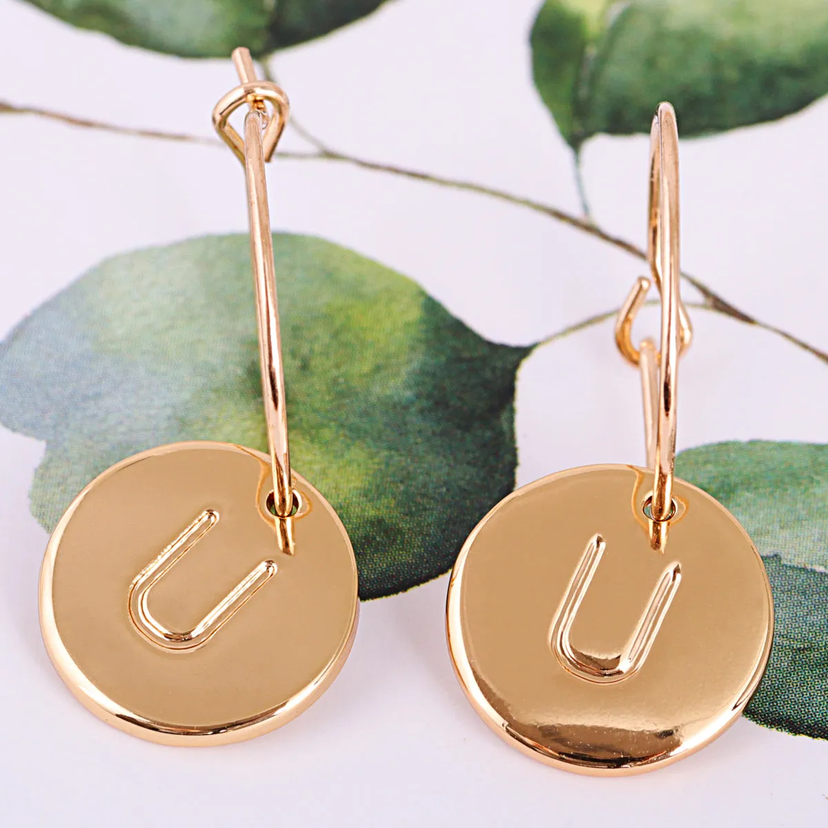 18K Gold-Plated Letter U Cut Drop Earrings